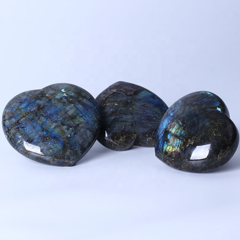 Natural Healing Chakra Reiki Raw Gemstone Blue Labradorite Heart Rough Stone For Decoration