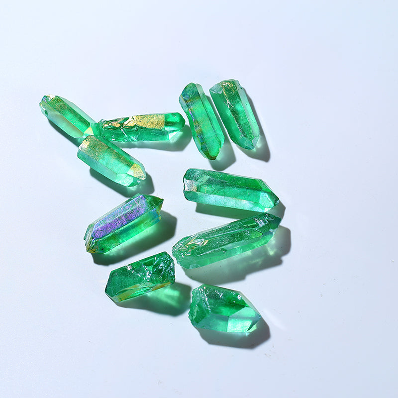 Natural Quartz Crystal Wands Point Aura Angel Green Crystal Point for Healing