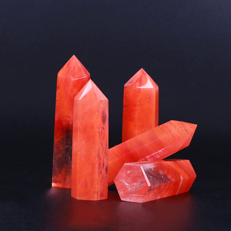 Torre de cristal de cristal de tapa de piedra de fundición roja 