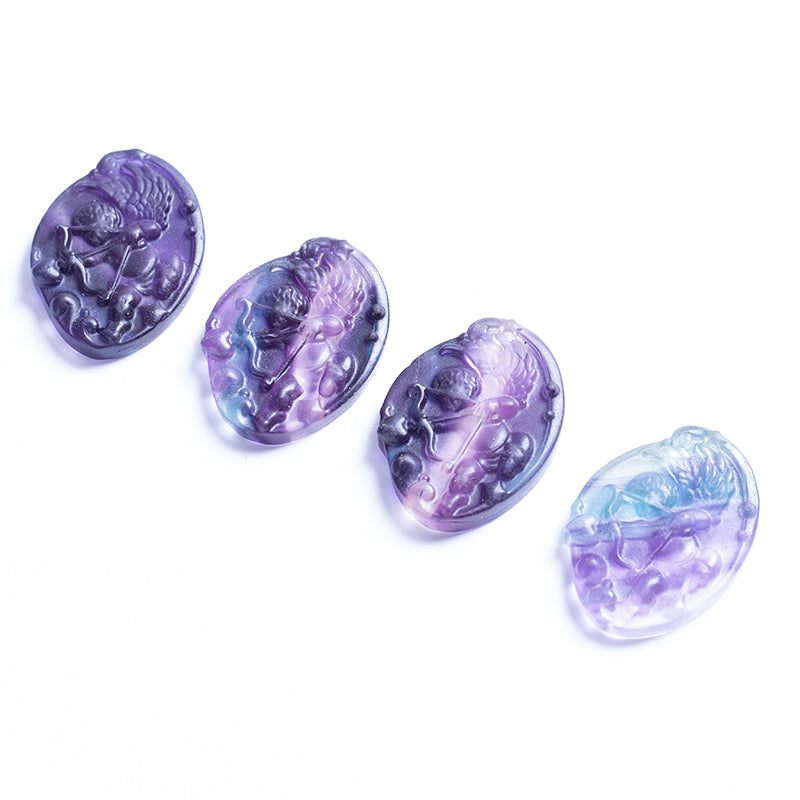 Wholesale Natural Fluorite Crystal Carving Rainbow Fluorite Cupid Crystal Pendant for Gift