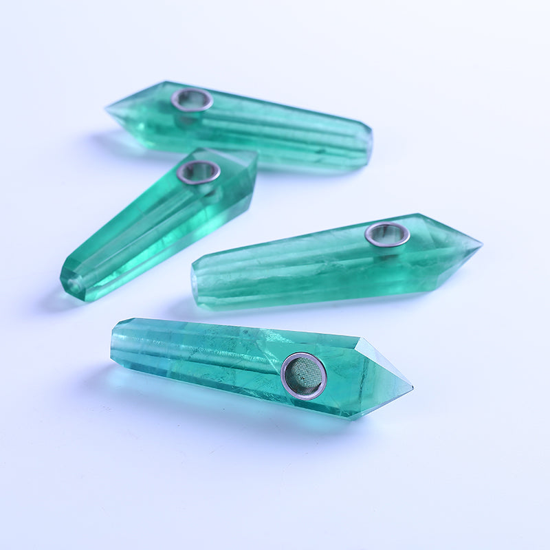 Green fluorite crystal smoking pipe
