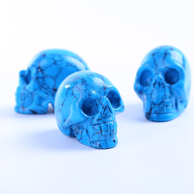 Hand made blue turquoise skulls gemstone quartz crafts crystal skulls