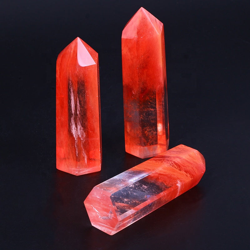Torre de cristal de cristal de tapa de piedra de fundición roja 