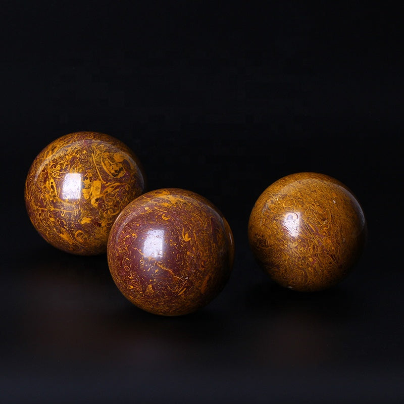Natural Healing Golden Silk Jade Ball Crystal Sphere For Decoration