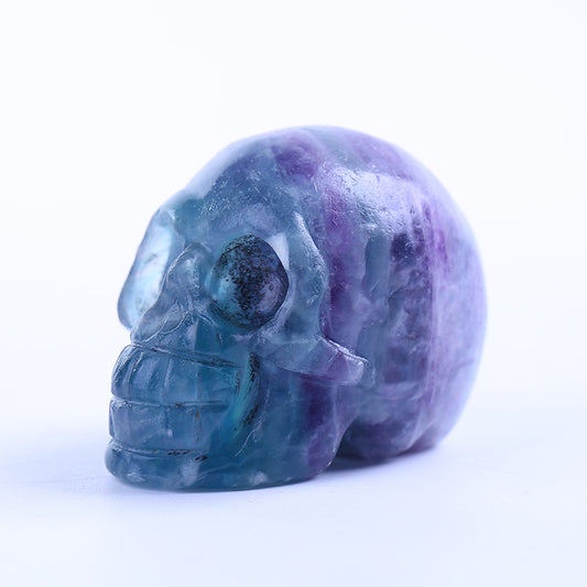 Rainbow fluorite quartz crystal skull