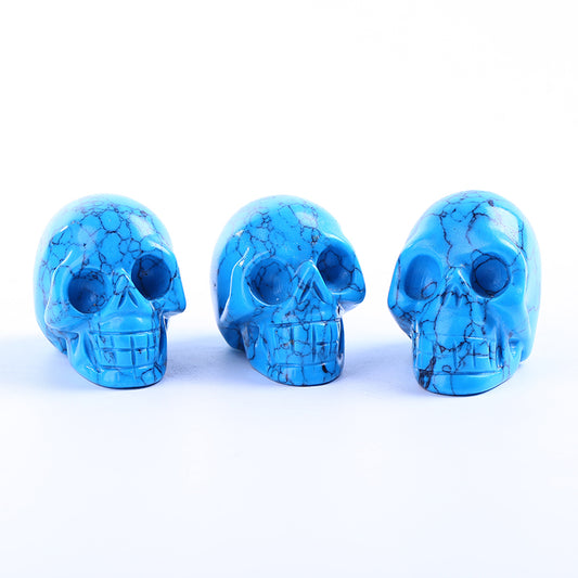 Hand made blue turquoise skulls gemstone quartz crafts crystal skulls