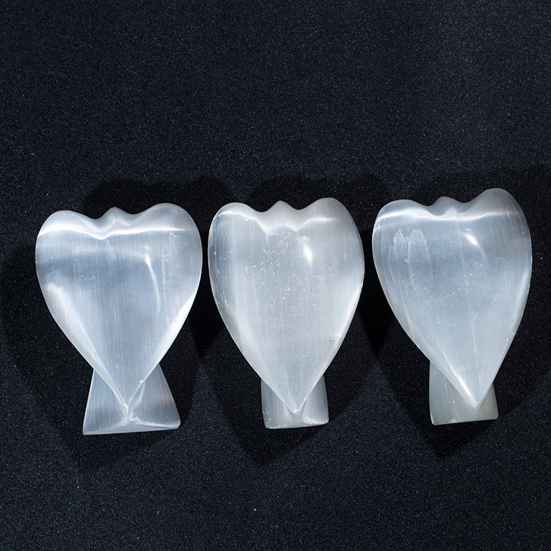 White selenite plaster crystal engraving angel