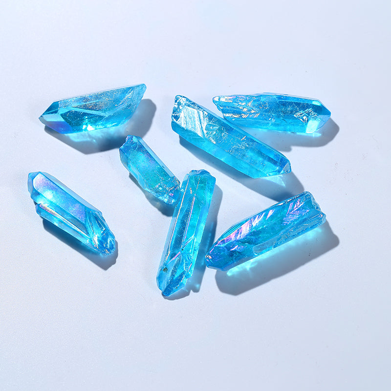 Aura Blue Rainbow Crystal Point Quartz