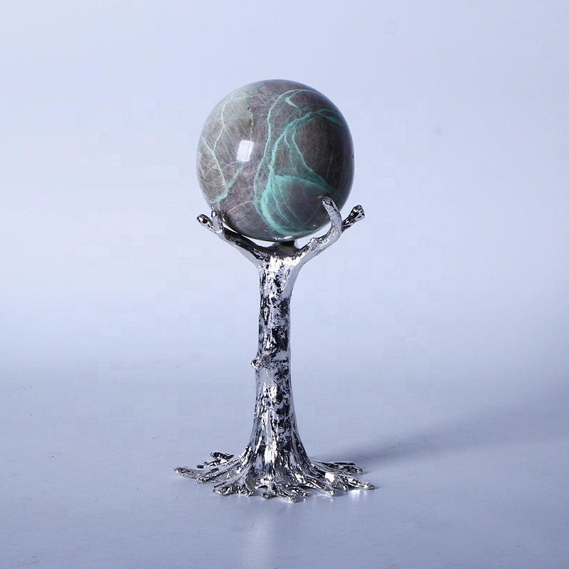 Natural Healing Crystal Green Moonlight Ball Polished Sphere For Decoration