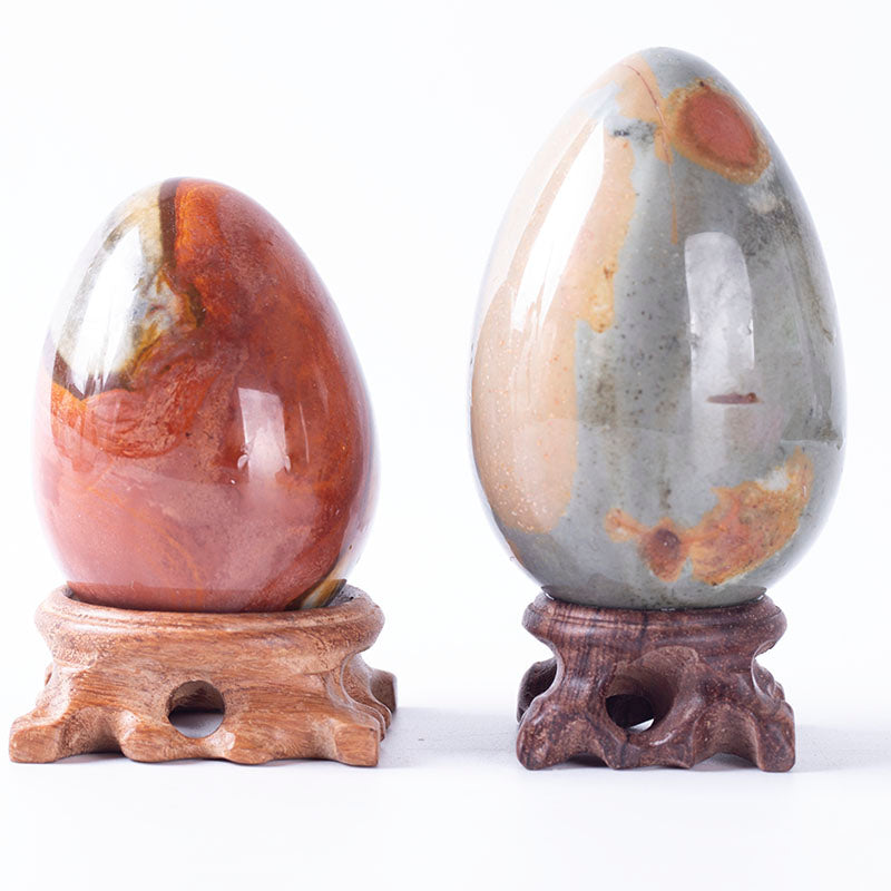 Natural crystal polished ocean agate egg