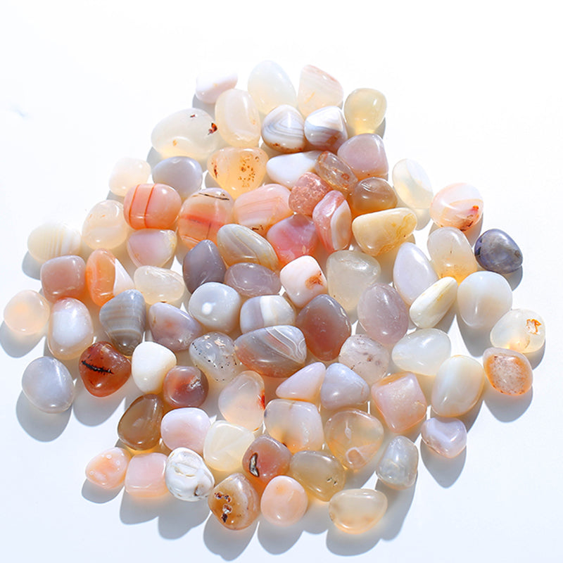 White agate polished rolling stone
