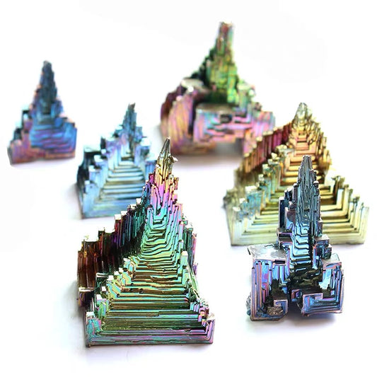 Natural metal ore made of colored bismuth crystal ingot ore ore