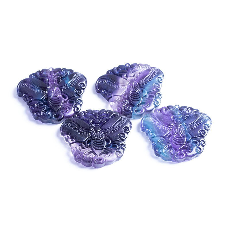 Wholesale Beautiful Natural Fluorite Crystal Carving Animal Rainbow Fluorite Crystal Pendant