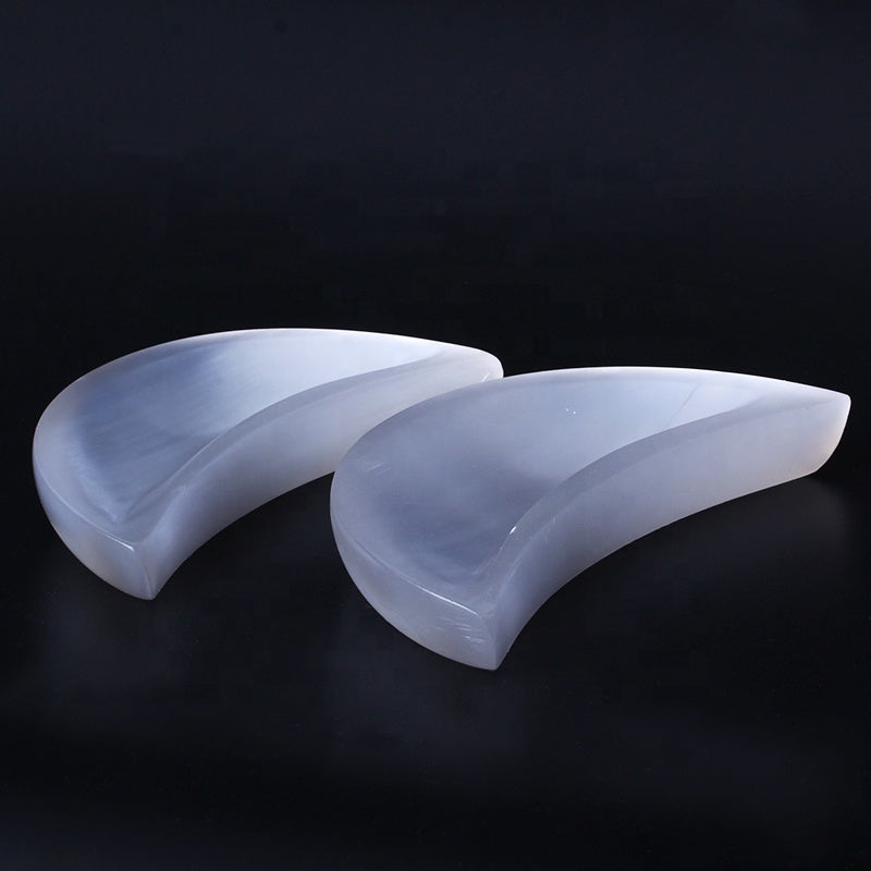 Natural High Quality Hand Made Craft Selenite Crystal Bowl Selenite Moon Bowl For Home Decoration