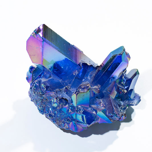 Hot sale plating blue and purple crystal aura titanium geode crystal cluster for decoration