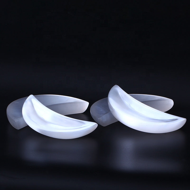 Natural High Quality Hand Made Craft Selenite Crystal Bowl Selenite Moon Bowl For Home Decoration
