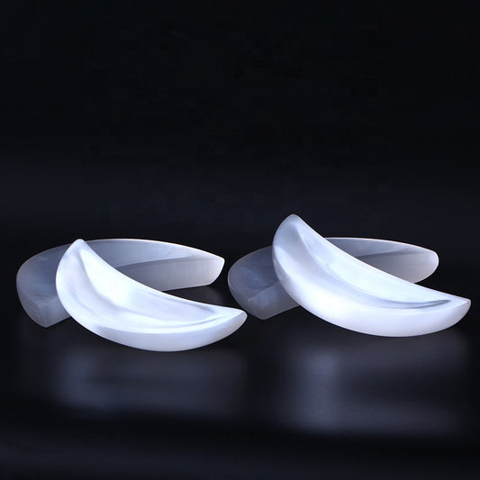 Natural High Quality Hand Made Craft Selenite Crystal Bowl Selenite Moon Bowl For Home Decoration