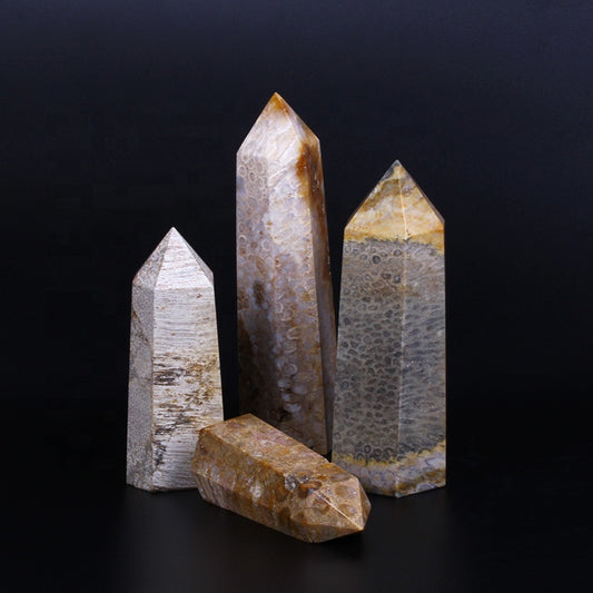 wholesale natural crystal wand coral jade fossil wand point quartz crystal tower for healing