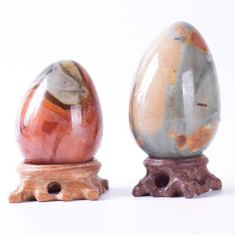 Natural crystal polished ocean agate egg
