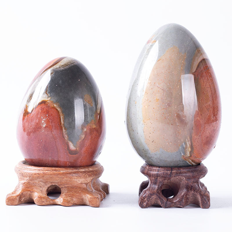 Natural crystal polished ocean agate egg