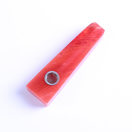 Red smelting stone quartz crystal smoking pipe