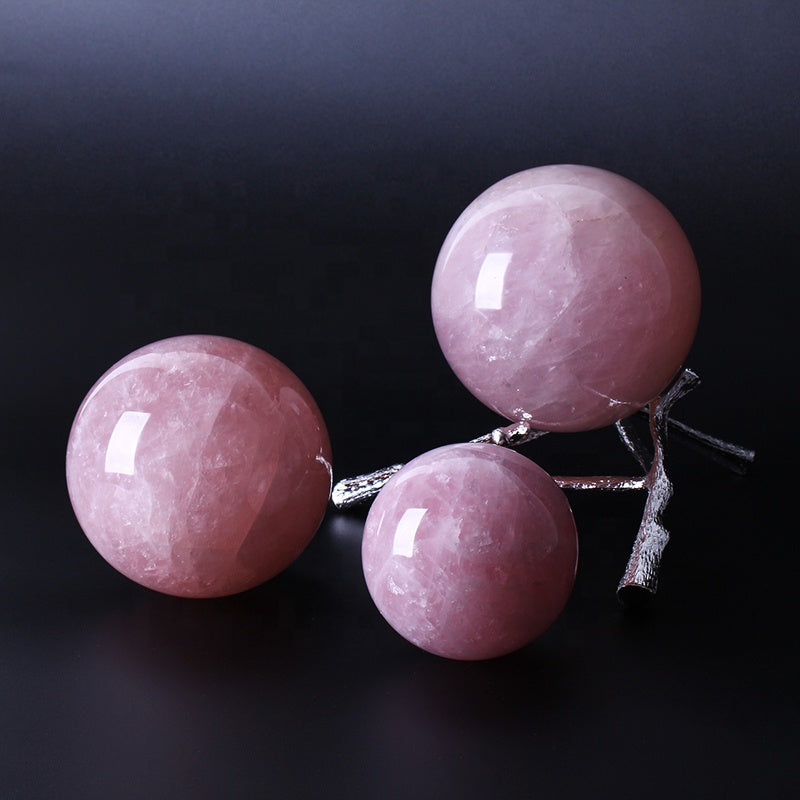 Pink rose quartz crystal ball crystal spherical decoration