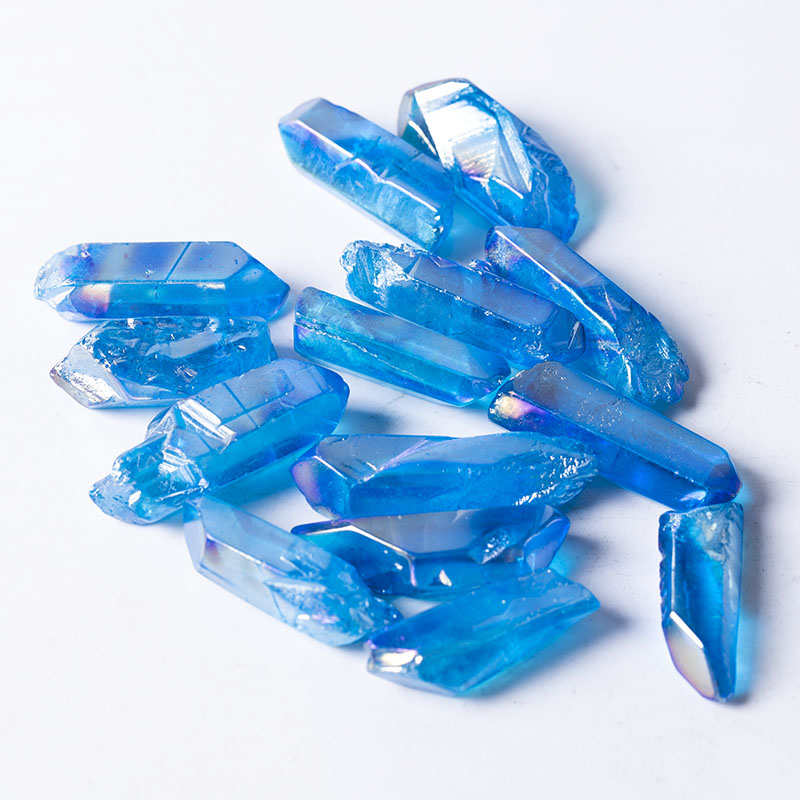 High quality natural plating blue clear quartz point