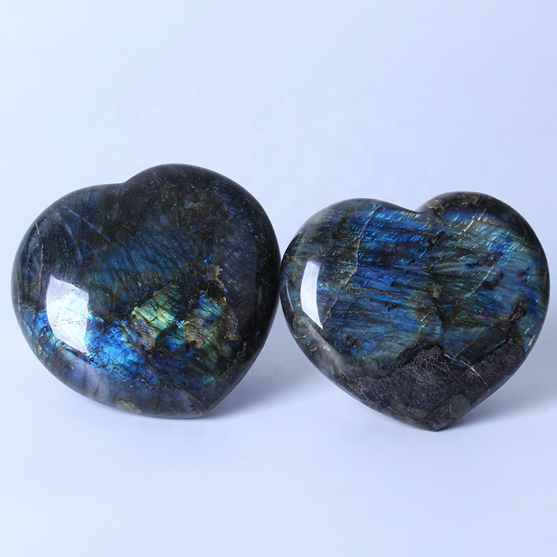 Natural Healing Chakra Reiki Raw Gemstone Blue Labradorite Heart Rough Stone For Decoration