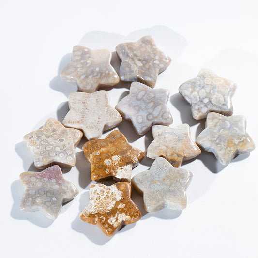 Hot sale natural coral jade starfish shape crystal stars for decoration