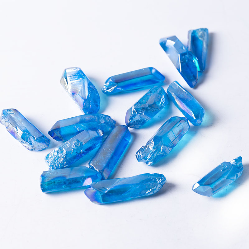 High quality natural plating blue clear quartz point