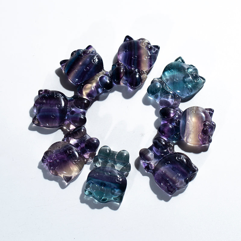 Rainbow fluorite hello kitty decoration or gift