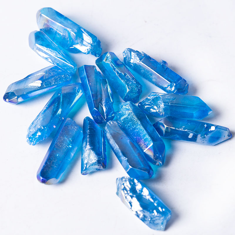 High quality natural plating blue clear quartz point