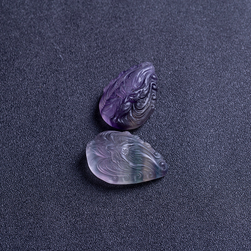Wholesale Natural Fluorite Crystal Carving Rainbow Fluorite Fox Crystal Pendant for Gift