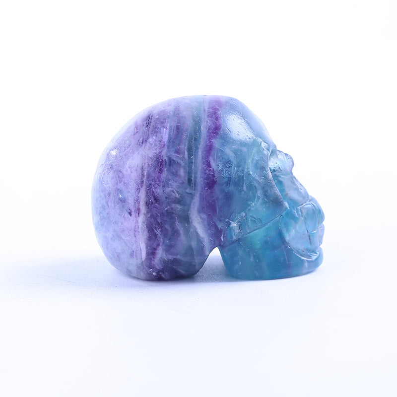 Rainbow fluorite quartz crystal skull