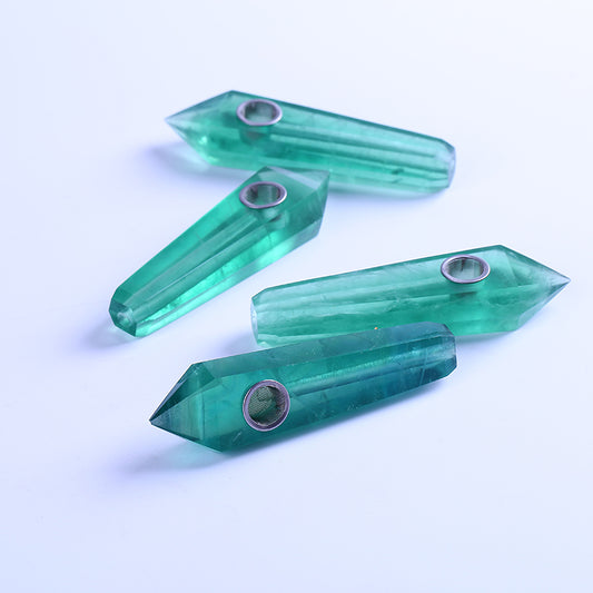 Green fluorite crystal smoking pipe