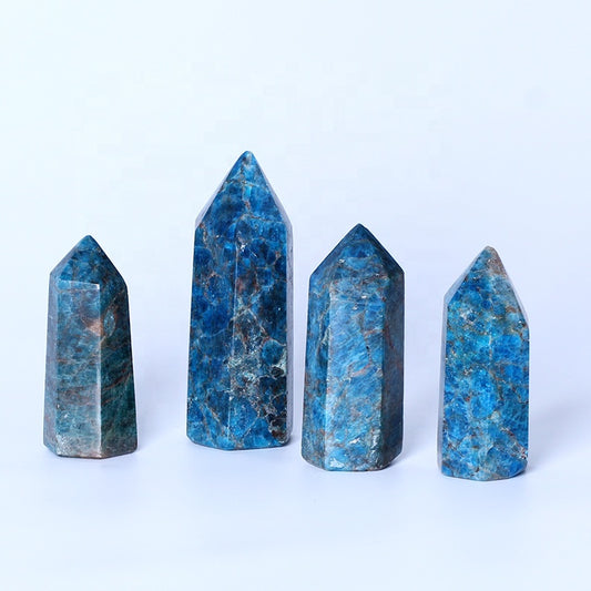 Apatita azul pulida Obelisco Punto Varita Torre Tock Cristal Puntos individuales 