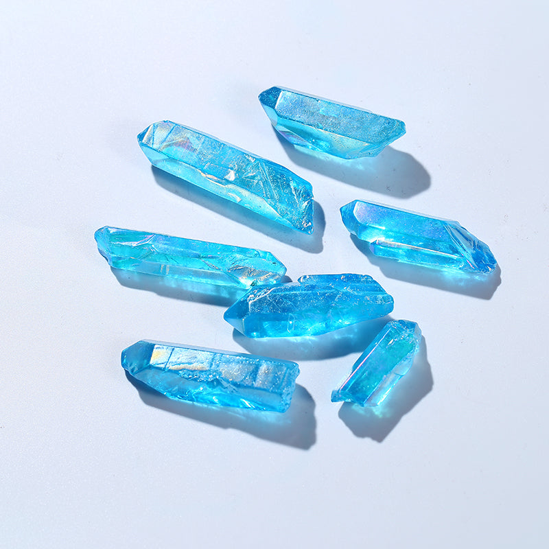 Aura Blue Rainbow Crystal Point Quartz