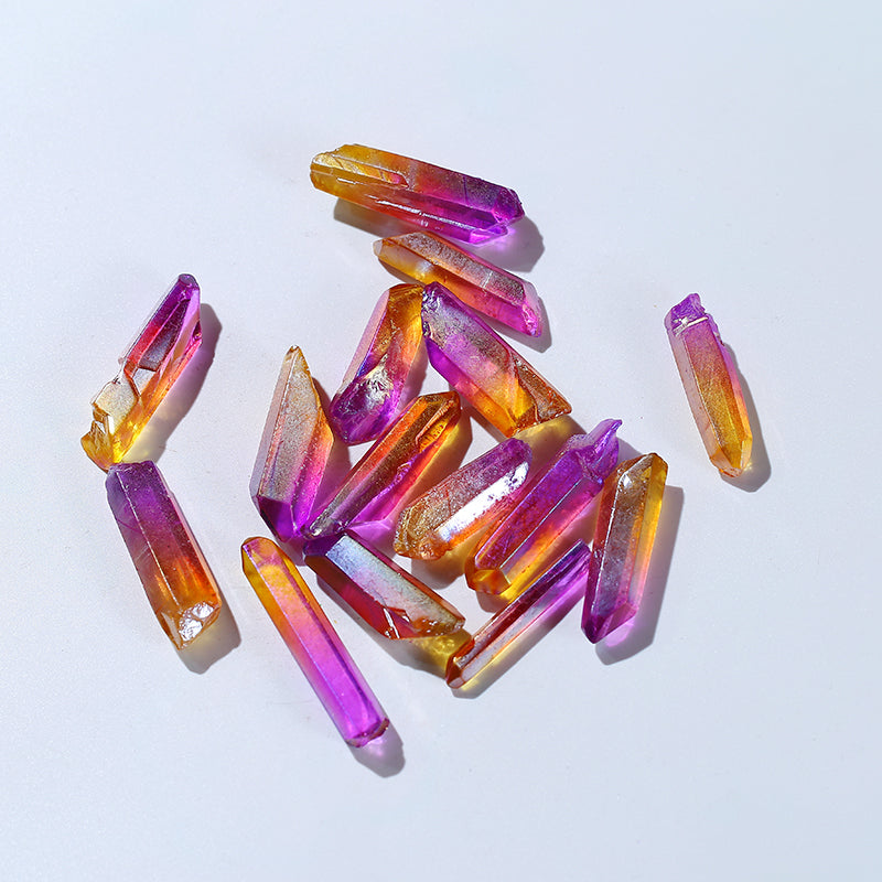 Natural two-color lucky aura crystal rod