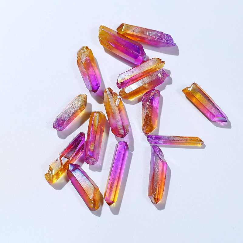Natural two-color lucky aura crystal rod