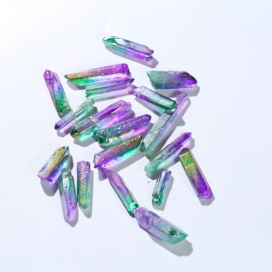 Two-color purple green race quartz