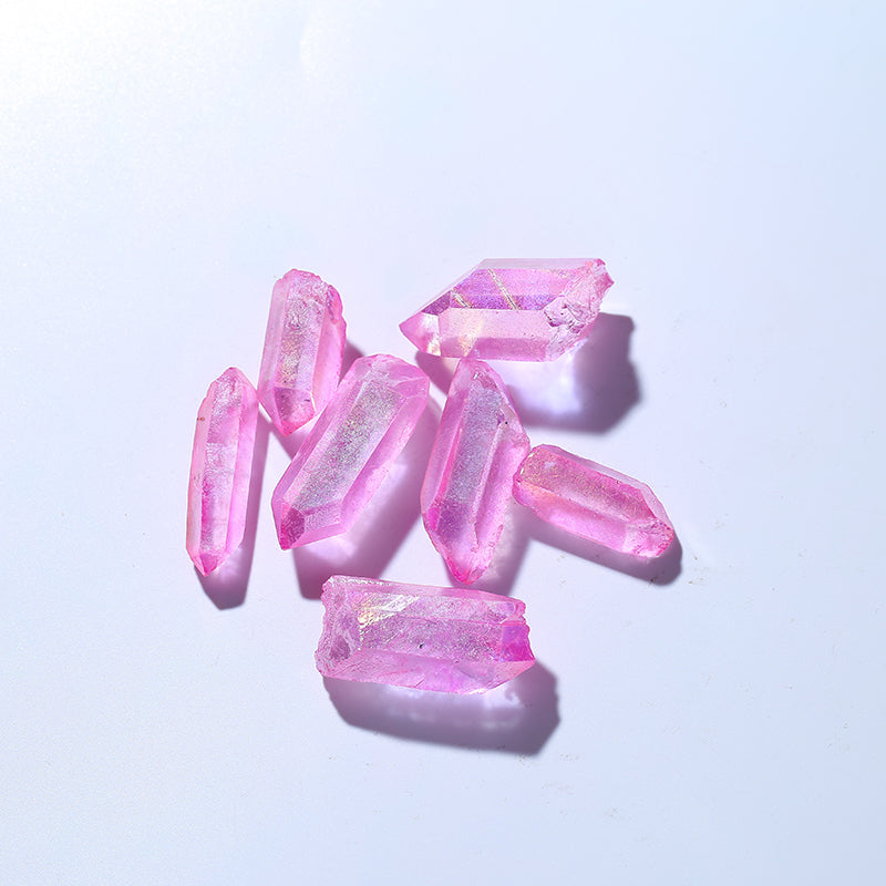 Pink Lucky Aura Quartz Mineral Angel Crystal Points
