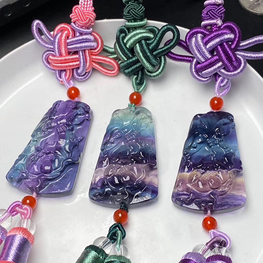 Wholesale Crystal Fluorite Car Decoration Carved Fluorite Animal for Car Interior Decoration