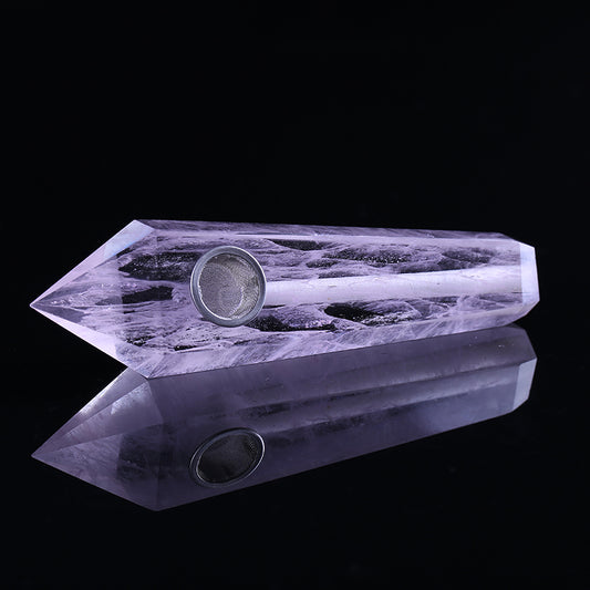 Rose pink smelting quartz crystal smoking pipe