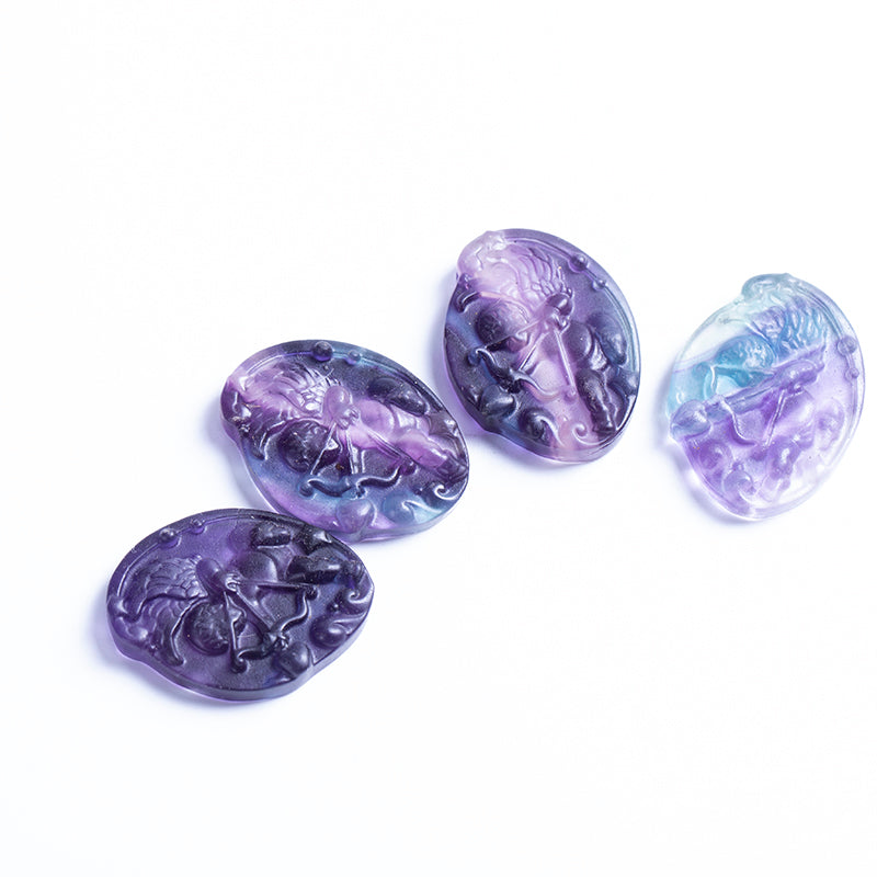 Wholesale Natural Fluorite Crystal Carving Rainbow Fluorite Cupid Crystal Pendant for Gift