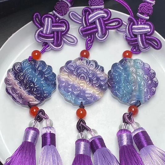 Wholesale Crystal Fluorite Car Decoration Carved Fluorite Animal Peacock for Car Interior Decoration