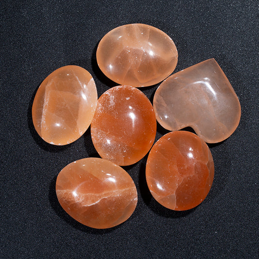 Piedra Natural de Palma de yeso marroquí, piedra curativa de selenita naranja 