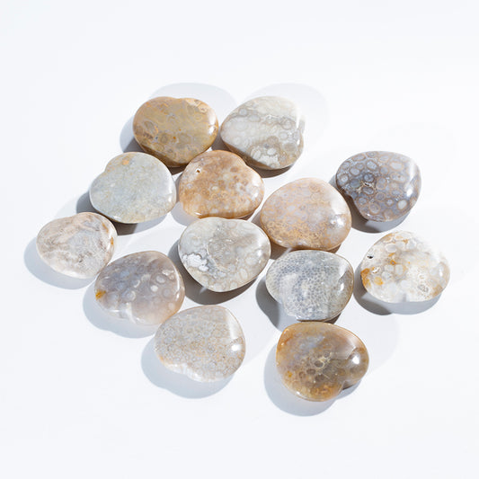 Coral jade crystal heart-shaped gift