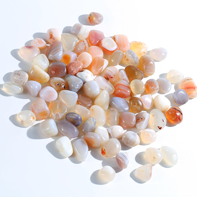 White agate polished rolling stone