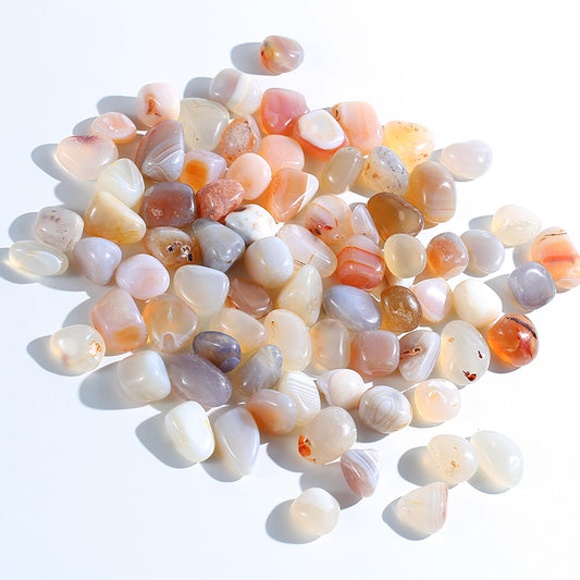 White agate polished rolling stone