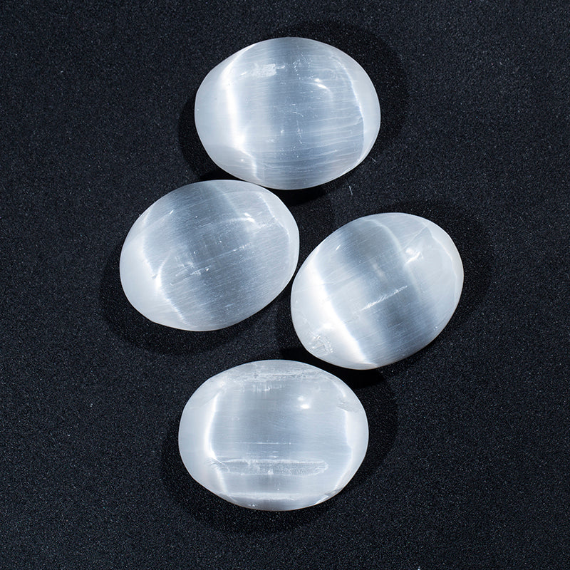 Natural white selenite palm stone crystal gypsum palm stone